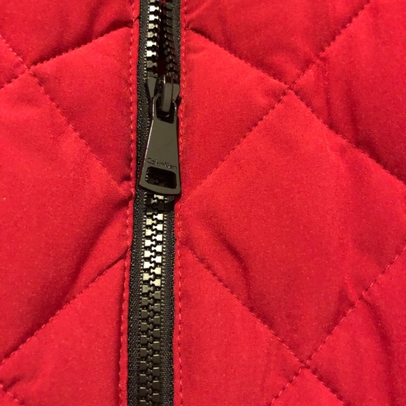 Calvin Klein Quilted Jacket Red Like New Black Trim - Picture 2 of 5